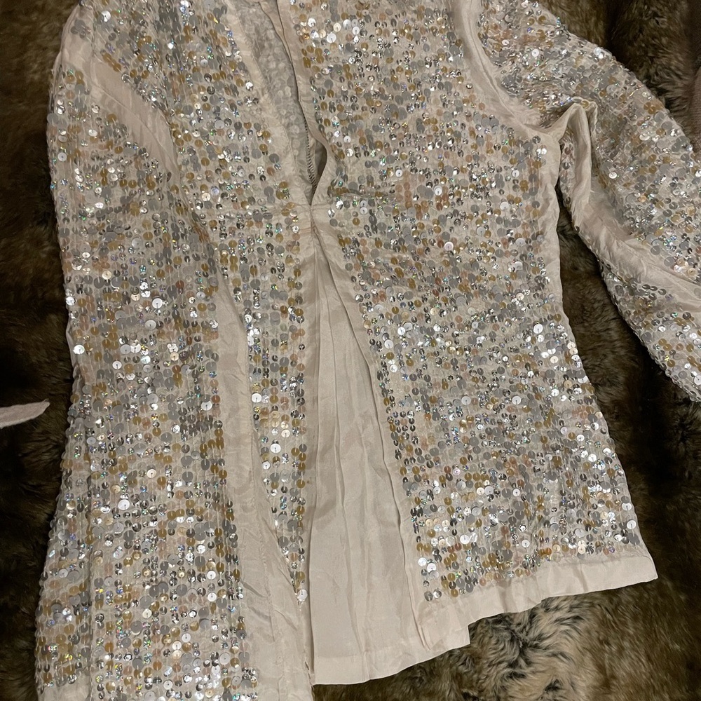 Antik Batik Cream sequin tunic